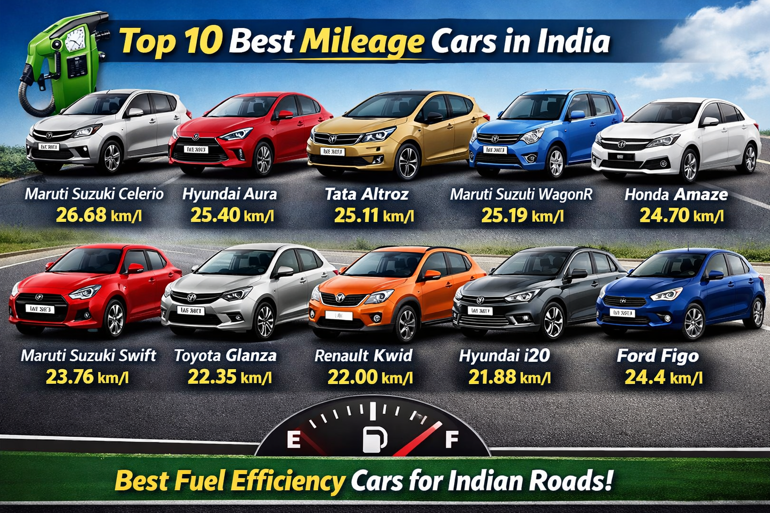 Top 10 Best Mileage Cars in India